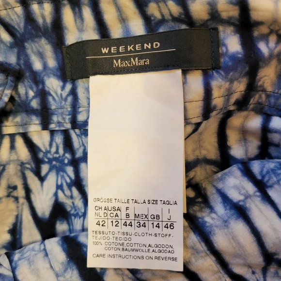 Weekend Max Mara Blue/White Tie-dye Maxi Dress - Size 12 - Picture 7 of 8
